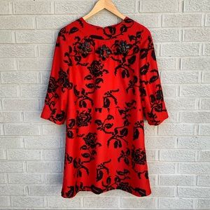 Karta Red & Black Print Embellished Dress